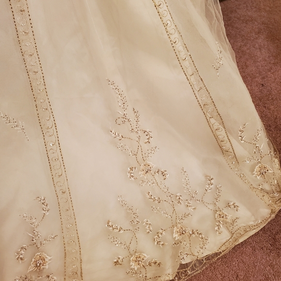 David's Bridal Embellished Ballgown Wedding Dress with Train, Sz 14 - Picture 6 of 16